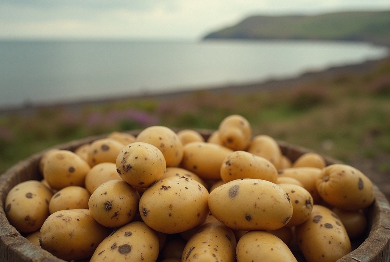 Close-up of seed potato classification/grading in the field
