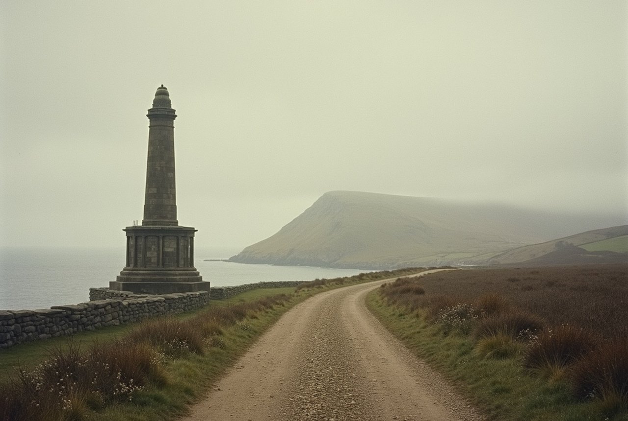 The nineteenth-century battle monument on the road south of Dunbar