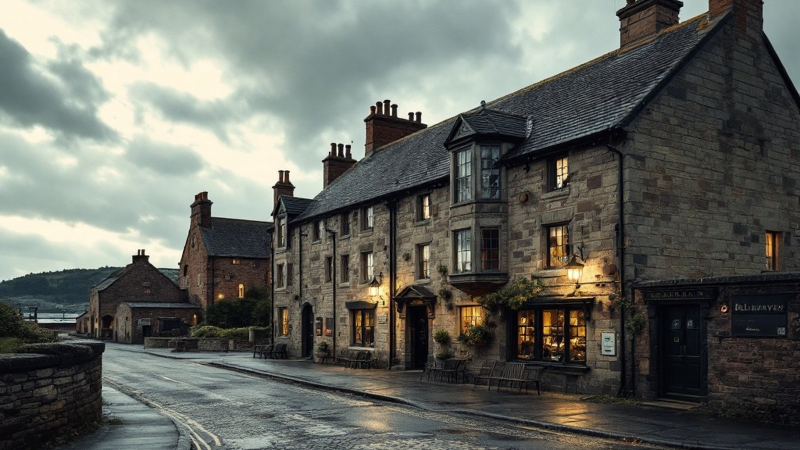 Exterior of Belhaven Brewery's older stone buildings
