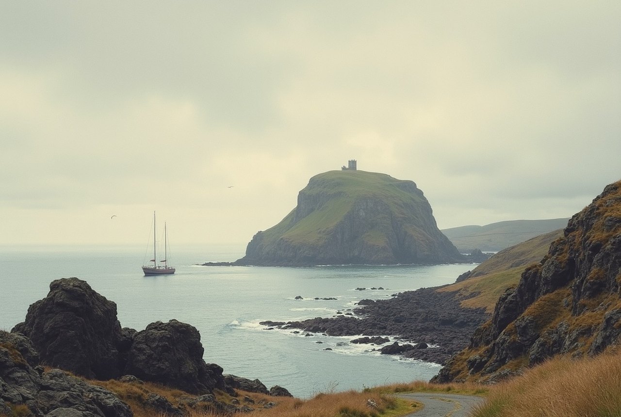 View of the Bass Rock from the harbour or shore