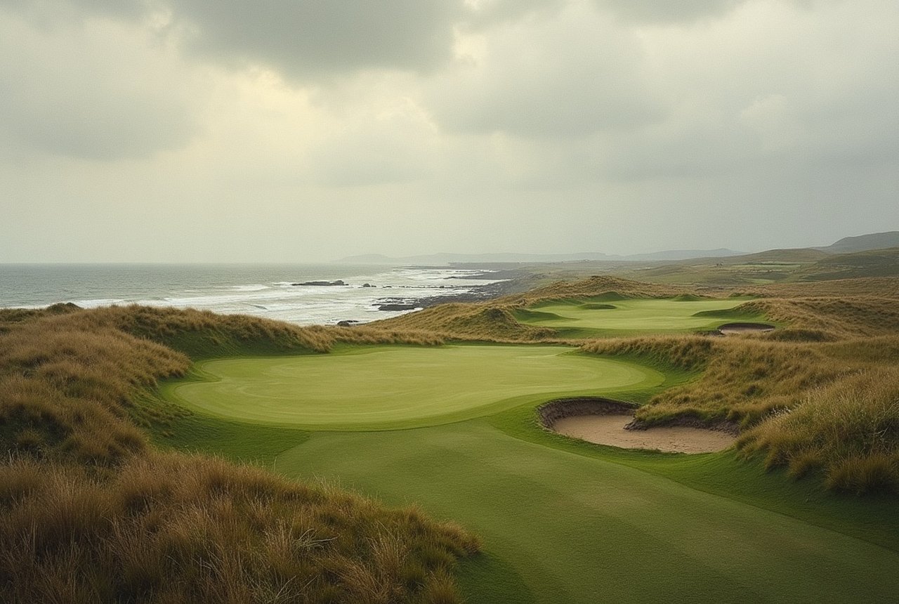 The Redan hole (15th) at North Berwick West Links looking towards the Firth — near the North Berwick paragraph
