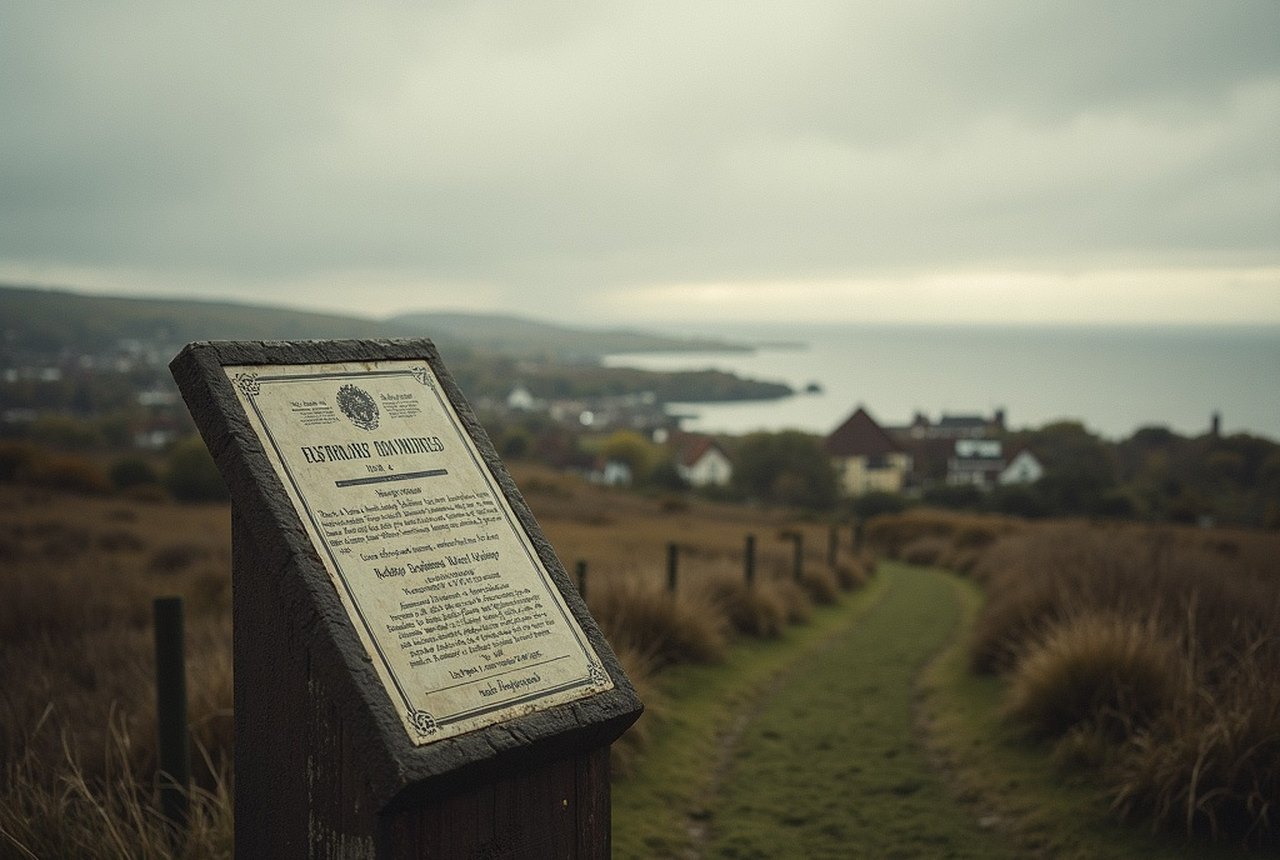 The Historic Environment Scotland battlefield boundary marker or interpretation panel
